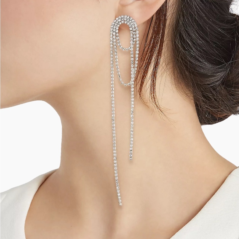 Shashi VROOM Crystal Loop Chandelier Earrings.